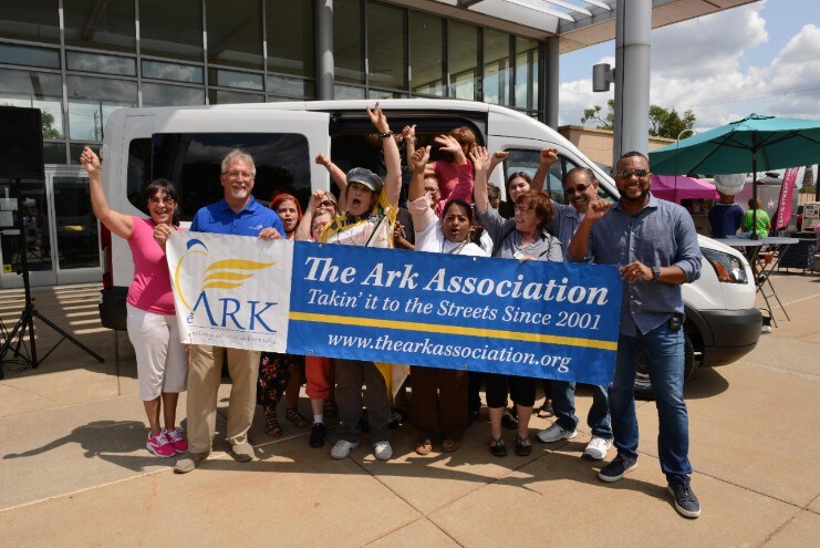 Transit Donation July, 28, 2018, Detroit, MI - Karen Gates, founder of The Ark Association, along with volunteers, celebrate the gift of a new 12-passenger Ford Transit from the Ford Motor Company Fund.