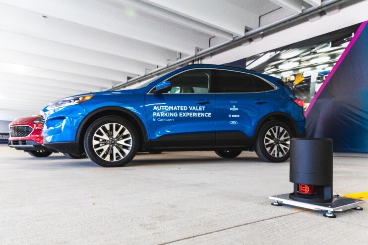 Automated Valet Parking Ford Motor Company, Bedrock and Bosch are launching a demonstration project with connected Ford Escape test vehicles that can drive and park themselves inside Bedrock’s Assembly Garage in Detroit using Bosch smart infrastructure.