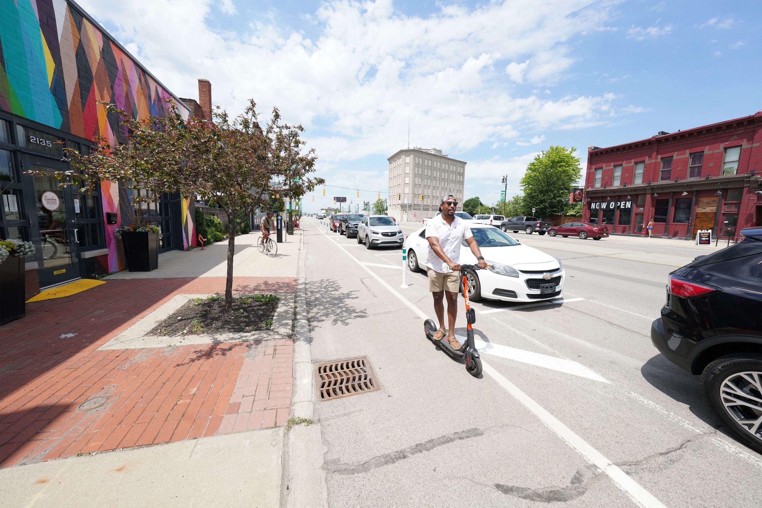 rider on electric scooter in Detroit