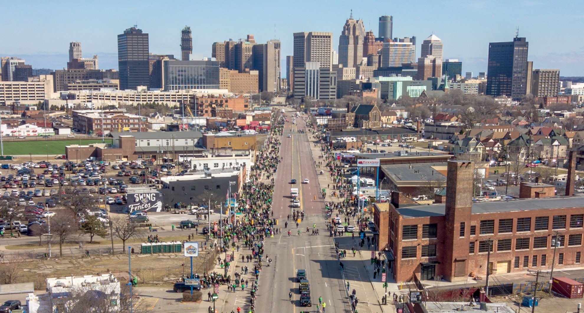 View of downtown Detroit & Corktown via Michigan Avenue