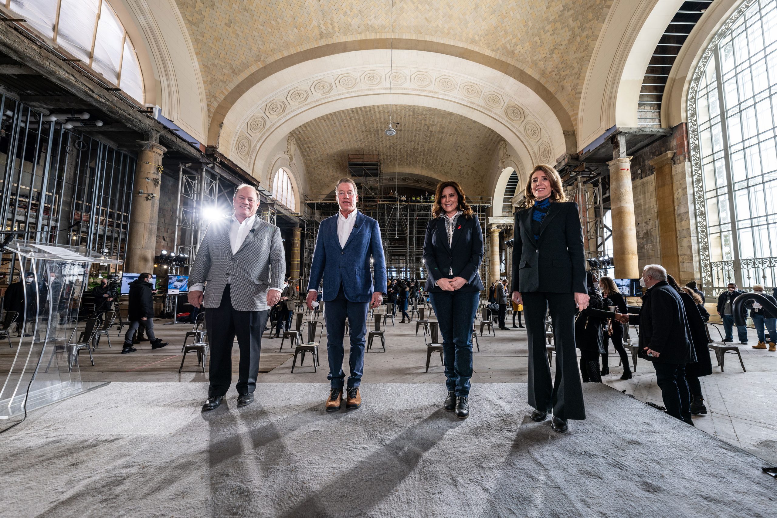 dignitaries and CEOs at Michigan Central Founding Member and Partnership Announcement