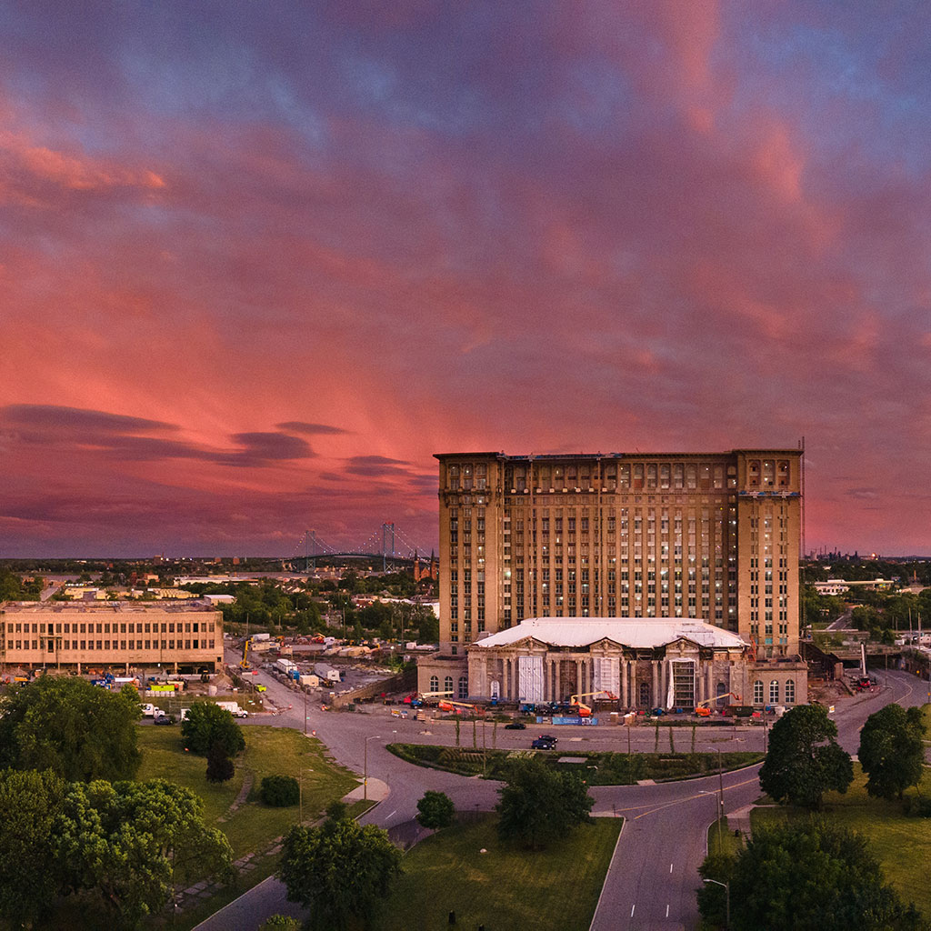 Michigan Central at sunset